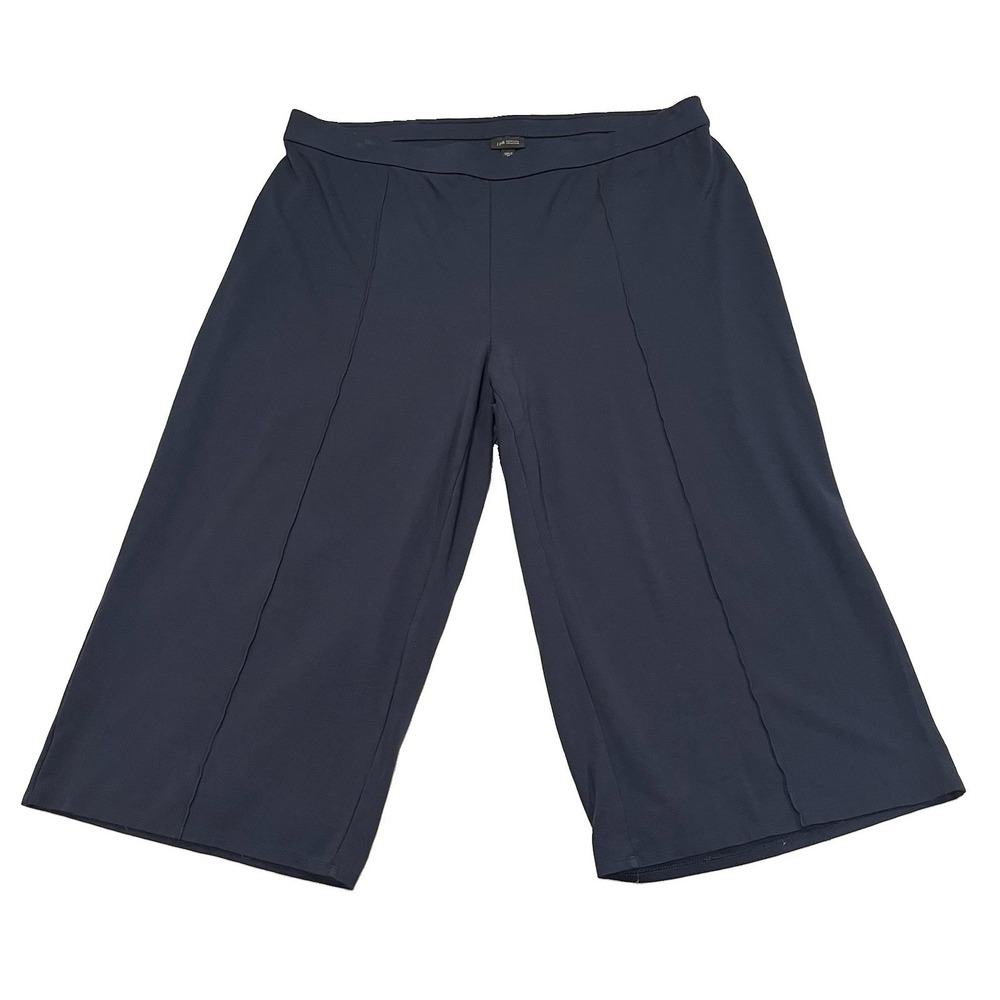 J Jill Wearever Pants Navy Blue Wide Leg Cropped Minimalist Career 3X